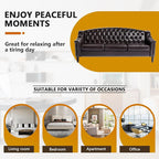 LEVNARY Mid-Century Modern Leather Couch, 80" Large Upholstered Sofa with High Back, Chesterfield Sofa Sleeper Settee with Solid Wood Legs, Tufted 3 Seater Wide Couches for Living Room Office (Brown)