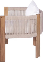 Christopher Knight Home Matera Dining Chair Set of 2, Acacia Wood Outdoor Accent Chair, Farmhouse Patio Kitchen Side Chair, Comfy Reading Chair, Round Backrest and Water Resistant Cushion,Teak+ Beige