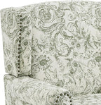 Lumibee High Back Accent Chair Set of 2, Armchair in Fabric,Comfy Upholstered Wingback Single Sofa Reading Chairs with Solid Wood Legs for Living Room,Bedroom,Office-Rococo Green