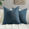 FUTEI Navy Blue Chenille Throw Pillow Covers 16x16 Inch Set of 2,Soft Wide Chevron Textured Cushion Case,Farmhouse Home Decor for Couch Bed Living Room