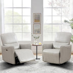 Power Swivel Recliner Chair, Faux Leather Glider Electric Rocking Chair for Adults. Nursery Rocker Single Sofa Chair with Lumbar Support for Living Room. Dual-Port Charging: Type-C&USB, Grey