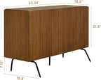 NTC Veil Modern Sideboard with 3 Doors, Buffet Cabinet with Vertical Groove Design and Metal Legs, Storage Cabinet for Living Room, and Hallway, Effortless Assembly - Rustic Oak