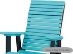 DutchCrafters Modern Horizontal Slat High Back Poly Adirondack Swivel Glider Outdoor Patio Chair (White & Aruba Blue)