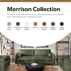 SIMPLIHOME Morrison 72-inch Wide Sofa in Moss Green Genuine Leather, Mid-Century Modern-Style Loveseat for Living Room, Single Bench Cushion, Removable Back Cushions, 2 Bolster Pillows