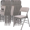 SEALAMB 10 Pack Fabric Folding Chairs with Padded Seats & Cushion, Metal Foldable Chairs for Wedding Party, Commercial Chairs for Office School Church Events, 350lb Capacity (Gary-Fabric, 10 Pack)