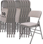 SEALAMB 10 Pack Fabric Folding Chairs with Padded Seats & Cushion, Metal Foldable Chairs for Wedding Party, Commercial Chairs for Office School Church Events, 350lb Capacity (Gary-Fabric, 10 Pack)