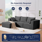 KINGYES 107'' Modular Sectional Sofa, L Shaped Cloud Couch for Living Room, Modern Boneless Sofa with Chaise for Bedroom, Gray