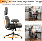 Ergonomic Office Chair Comfy with Lumbar Support, High Back Suede Leather Rolling Executive Desk Chair for Home Office & Gaming,360° Swivel, 300lbs (Grey)