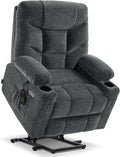 MCombo Power Lift Recliner Chair with Extended Footrest for Elderly People, Fabric 7281 (Dark Gray, Small)