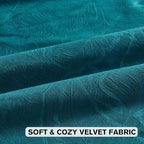 FUTEI Teal Velvet Throw Pillow Covers 22x22 Inch Set of 2,Soft Embossed Leaf-Relief Textured Cushion Cases,Natural Home Decor for Couch Living Room