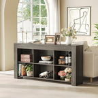 LITTLE TREE Console Table with Storage, 63-Inch Narrow Long Sofa Table, Entryway Table with 6 Cubes, Farmhouse Storage Shelves for Entryway, Living Room