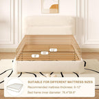 Full Size Cloud Bed Frame, Upholstered Boucle Platform Bed with Adjustable Headboard, Anti-Collision Soft Rounded Corners, Noise Free, Easy Assembly, Cream
