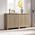 SICOTAS Sideboard Buffet Cabinet with Storage, Fluted Credenza Console Cabinet with Adjustable Shelves, Farmhouse Coffee Bar Storage Cabinets for Kitchen, Living Room, Entryway, Light Oak, 2 PCS