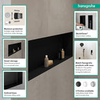 hansgrohe XtraStoris Original Recessed Wall Niche with Integrated Frame 12"x 36"x 4" in Matte Black, 56067670