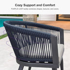 PURPLE LEAF Patio Dining Set for 6 with Gray Storage Box All-Weather Wicker 7 Piece Aluminium Outdoor Table and Chairs Set Included Cushions Modern Outdoor Furniture Set Grey and Navy