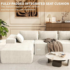 Kingdura 105.5'' Cloud Sectional Couch with L-Shape Chaise, Beige Modern Modular Sofa with Deep Seat, Corduroy Fabric, No Assembly Required, Upholstered Couches for Living Room Bedroom