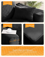 137" Comfy Cloud Couch with U-Shape Chaise & Deep Seat, Modular Sectional Sofa in a Box, Boneless Upholstered Couches for Living Room, No Assembly Required (Soft Corduroy, Black)