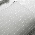 Lush Decor Hygge Geo Pattern Striped 3 Piece Quilt Bedding Set, King, Light Gray