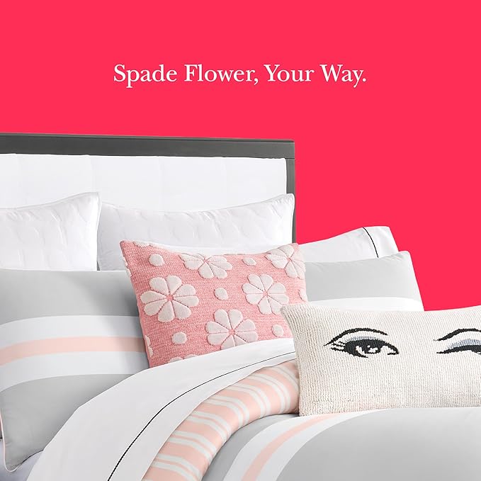 kate spade new york Spade Floral Decorative Pillow, 20" x 20" Throw Pillow for Bed or Sofa, Textured Cotton and Polyester Blend Cover, Pink