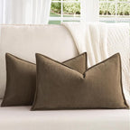 ZWJD Brown Pillow Covers 12x20 Set of 2 Chenille Throw Pillow Covers with Elegant Design Soft and Luxurious Decorative Throw Pillows for Couch, Bed, and Home Decor