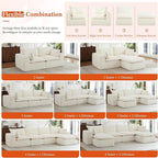 108" Sectional Couches for Living Room Boneless Couch Upholstered Cloud Couch Sectional Modular Sectional Sofa with L Shaped (Corduroy-White, 3 Seat+2 Ottoman)