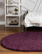 Unique Loom Solid Shag Collection Area Rug (3' 3" x 5' 3" Oval, Eggplant Purple)