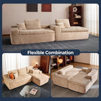 106" Oversized Couch Sofa, L Shape Couches for Living Room, No Assembly Required Corduroy Sectional Sofas with Right Facing Chaise for Home Apartment