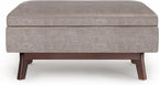 SIMPLIHOME Owen 36 inch Wide Mid Century Modern Small Rectangular Storage Ottoman in Distressed Grey Taupe Vegan Faux Leather, Assembled, For the Living Room, Entryway and Family Room