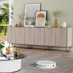 Scurrty 31.5" 3-Piece Sideboard Buffet Cabinet Set, Natural Log Color with Doors & Adjustable Shelves, Storage Cabinet for Living Room & Kitchen