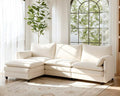 FLEXISPOT SF6 Modular Sectional Sofa with Storage Ottoman, 3-Seater L-Shaped Cloud Sectional Couch, 100.4" Wide Comfy Upholstered Sofa Couch for Living Room Apartment, Chenille White