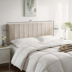 Nestl Upholstered King Headboard - Easy Assemble Channel Stitched Headboard King Size Bed - Wall Mounted Headboards with 3D Soundproof Wall Panels Peel & Stick Floating Headboards, Beige