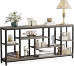 Tribesigns Console Sofa Table, 70.9 inch Extra Long Console Table Behind Couch with Storage Shelves, 3-Tier Modern Narrow Entryway Hallway Accent Table for Living Room, Grey