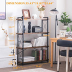 HCHQHS Bookshelf, 4-Tier Industrial Bookcase, Rustic Open Book Shelf, Freestanding Tall Bookshelves with Metal Frame