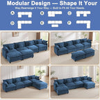 U-Shaped Cloud Chenille Sectional with 2 Ottomans, 146" Modular Sofa for Large Spaces, Ultimate Comfort with Deep Seats & Pillows, Solid Frame, 1YR Warranty