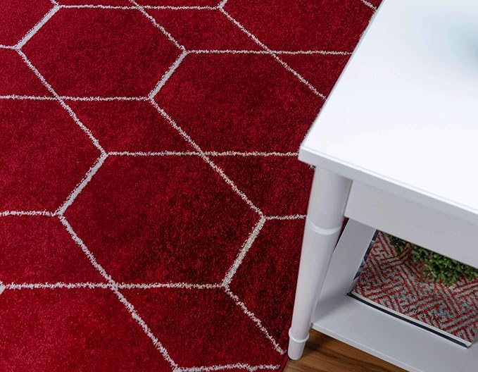 Unique Loom Trellis Frieze Collection Area Rug - Geometric (8' Round, Red/ Ivory)