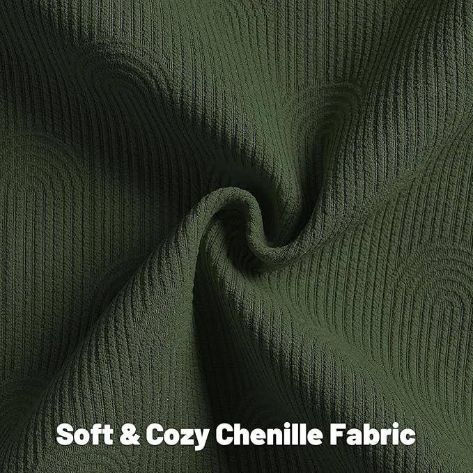 FUTEI Christmas Dark Green Chenille Decorative Throw Pillow Covers 20x20 Inch Set of 2,Soft Cozy Striped Geometric Patterns Cushion Cases,Modern Home Decor for Couch Bed Living Room