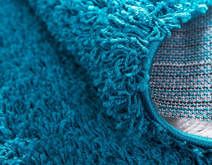 Unique Loom Solid Shag Collection Area Rug (4' 1" x 6' 1" Rectangle, Turquoise)