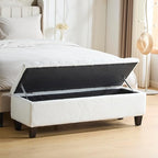 Christopher Knight Home Ottilie Boucle Fabric Storage Ottoman Bench, Wooden Rectangular Ottoman with Storage, Bedroom End of Bed Foot Stool, Entryway Ottoman Footrest, Living Room Extra Seat, White