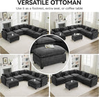 35‘’ Modern Chenille Cloud Sofa Ottoman,Rectangle Ottoman for Modular Sectional Sofa, Dark Grey
