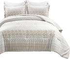 Lush Decor Hygge Geo Reversible 5 Piece Comforter Set, King, Taupe & White