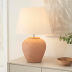 Nourison Home 20" Rustic Terracotta Ceramic Pot Table Lamp for Bedroom, Living Room, Console, Entryway
