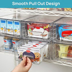 Vtopmart 6 Pack Stackable Storage Drawers,Clear Acrylic Drawer Organizers with Handles, Easily Assemble Containers for Fridge, Bathroom,Kitchen Undersink,Cabinet,Pantry Organization and Storage