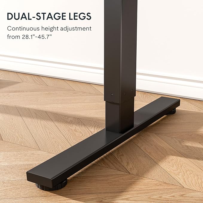 FLEXISPOT EN1 Whole-Piece Standing Desk, 48 x 24 Inches ElectricHeight Adjustable Desk for Home Office (Black Frame + Mahogany Top, 2 Packages)