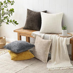 decorUhome Christmas Cream White Chenille Throw Pillow Covers 20x20 Set of 2 Thick Textured Slubby Couch Pillow Covers Farmhouse Accent Modern Neutral Decorative Pillow Cases for Bed Sofa Living Room