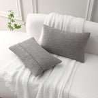 FUTEI Pack of 2 Light Grey Decorative Throw Pillow Covers 12x20 Inch Soft Cozy Solid Boucle Textured Lumbar Pillow Cases,Modern Home Decor for Couch Bed Living Room