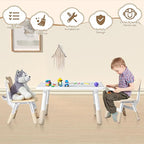 Adjustable Kids Table Chairs Set – Graffiti Desktop, Multi-Activity Height-Adjustable Toddler Study Desk for Ages 3-8 – Ideal for Home, Classroom, Daycare (B-Brown, 2 Chairs-31.5" L x 23.6" W)