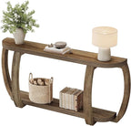 Tribesigns Farmhouse Wooden Console Table with Open Shelf, 63-Inch Long Sofa Entryway Table with Curved Legs for Living Room, Hallway, Entrance