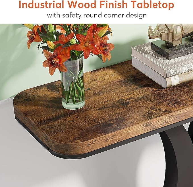 Tribesigns Industrial Console Table, 40 inch Narrow Entryway Foyer Table with Geometric Base, Rustic Hallway Accent Table for Living Room, Entrance