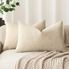 Foindtower Pack of 2 Soft Textured Throw Decorative Pillow Covers Lumbar Accent Solid Cushion Cover Cozy Neutral Farmhouse Pillow Case for Couch Sofa Bedroom Living Room 12x20 Inch, Beige