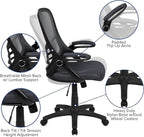 Flash Furniture Porter High-Back Swivel Office Chair with Adjustable Lumbar Support and Seat Height, Ergonomic Mesh Desk Chair with Flip-Up Armrests, Black